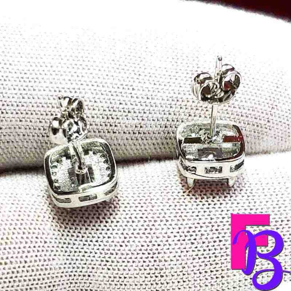 Platinum Iced Cube Earrings - Picture 7 of 12